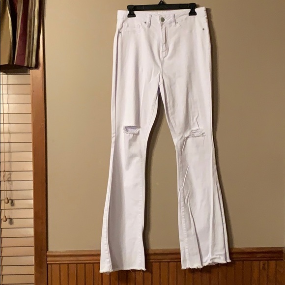 YMI Denim - YMI white distressed flare jeans, size 11 NWOT